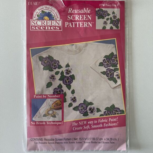 Screen Scenes Iron On Transfer Painting Patterns Pansy Flowers, Cardinals VTG - Picture 2 of 7